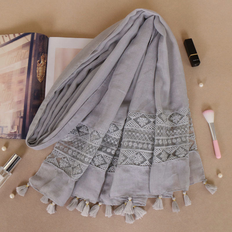 Lace Tassel Scarf for Women - Casual Cold Weather Scarves