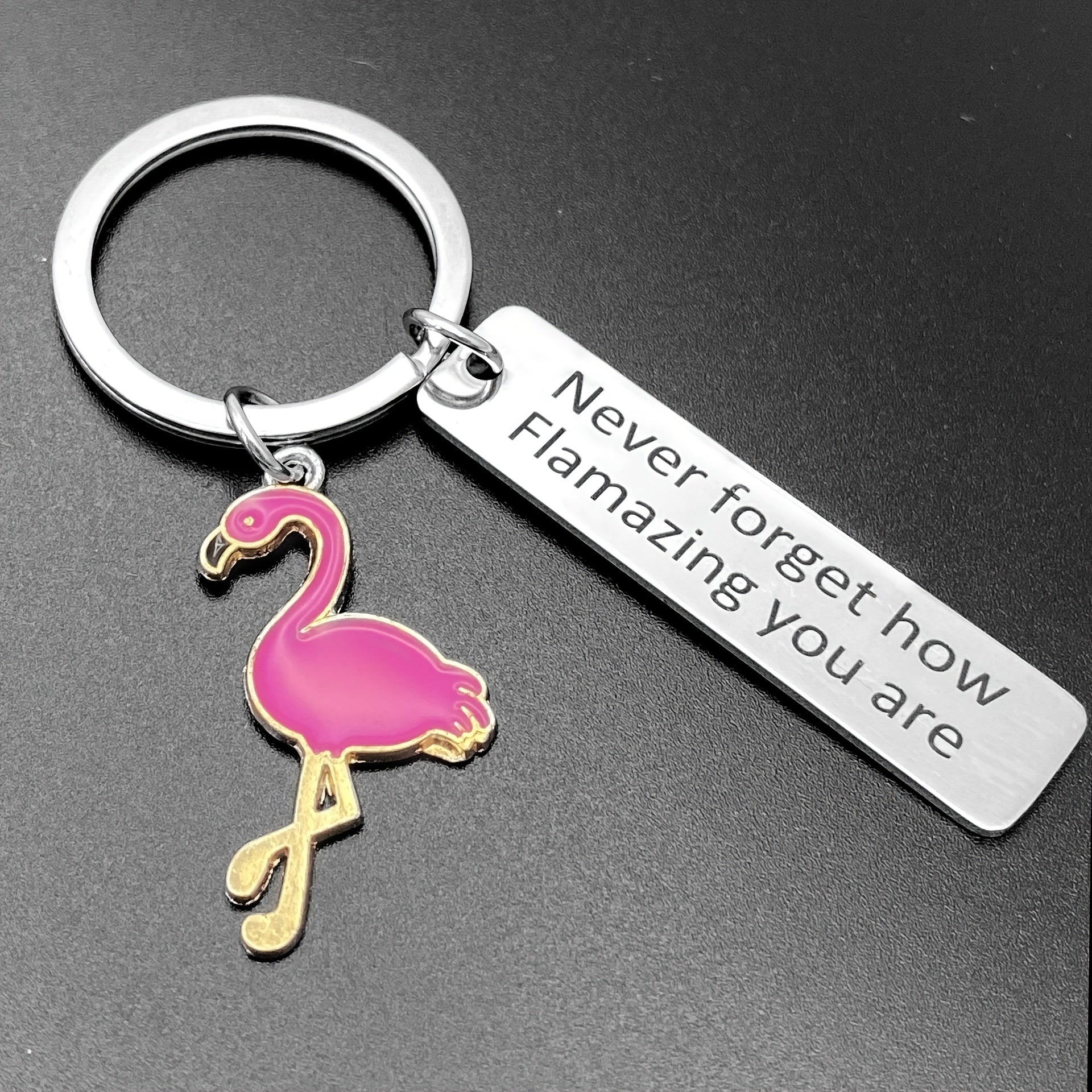Flamazing You Are Motivational Flamingo Stainless Steel Keychain
