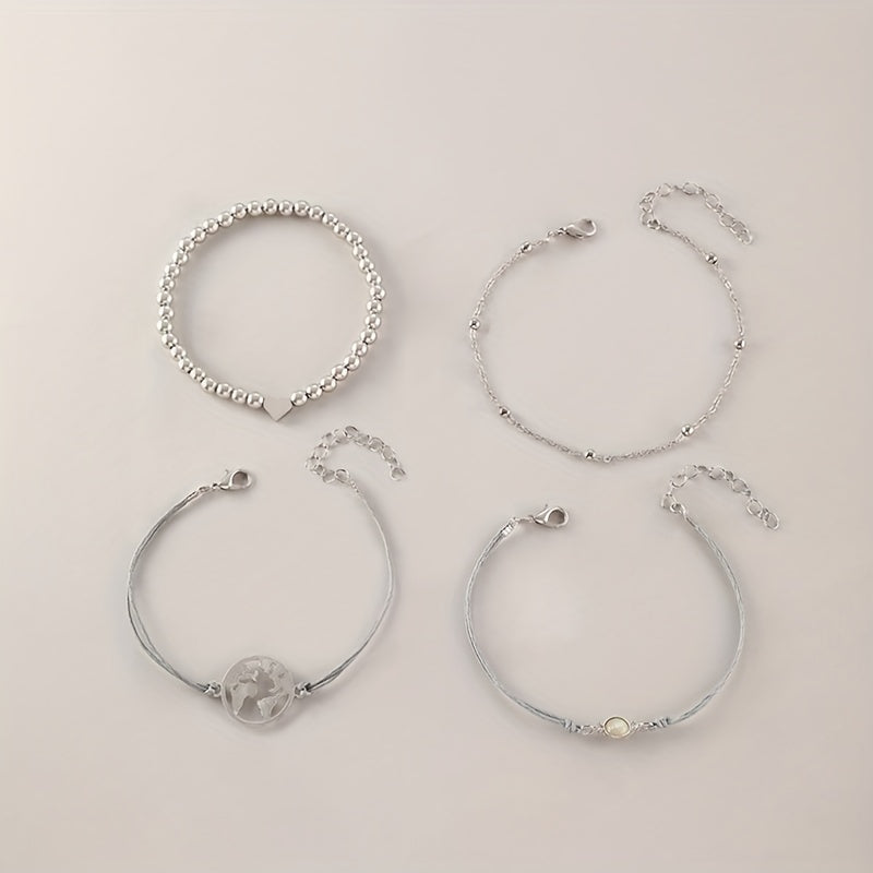 Bohemian Heart Golden Chain Bracelets Set 4pcs