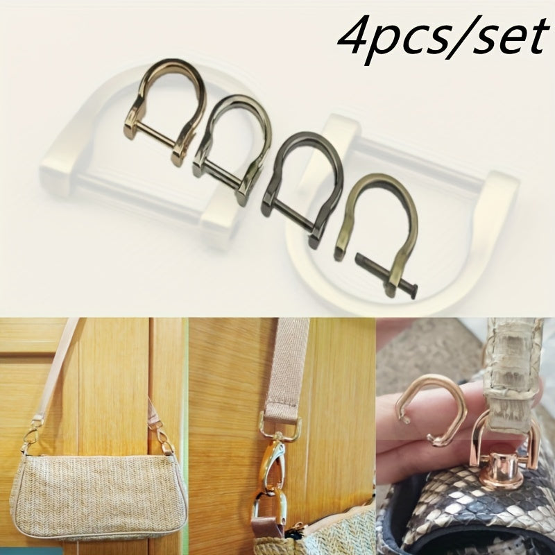 4 Metal D Ring Buckles for DIY Purse & Shoulder Bags