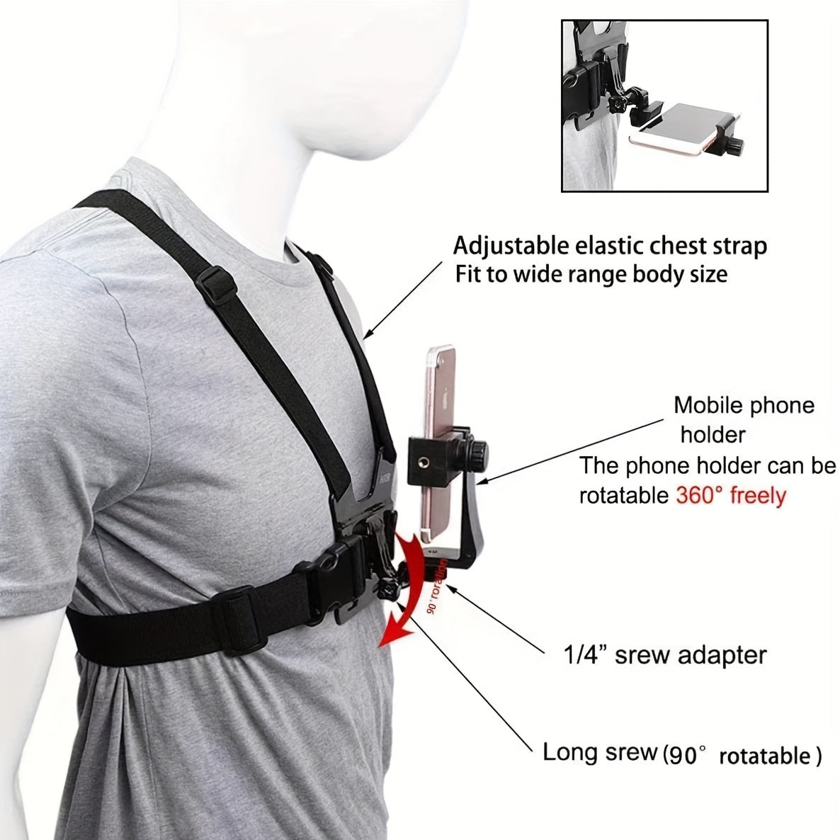 Chest Mount Camera Holder for Outdoor Cycling