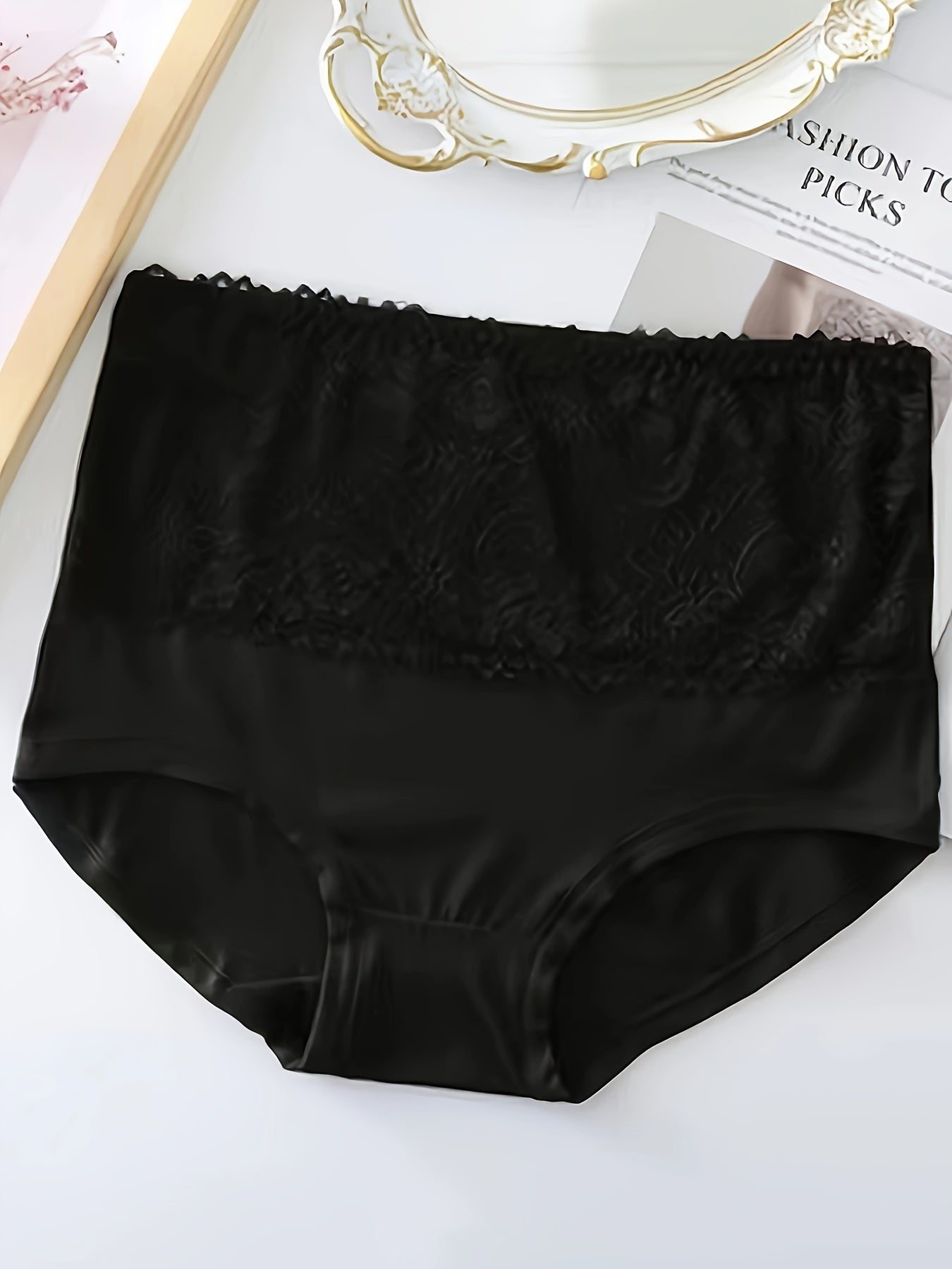 4 Pack Plus Size Lace High Waisted Comfort Panties Set