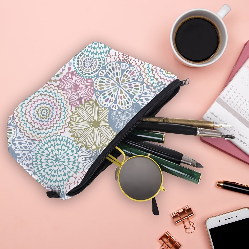 Floral Pattern Travel Makeup Bag - Portable & Stylish - Ideal Gift for Travelers
