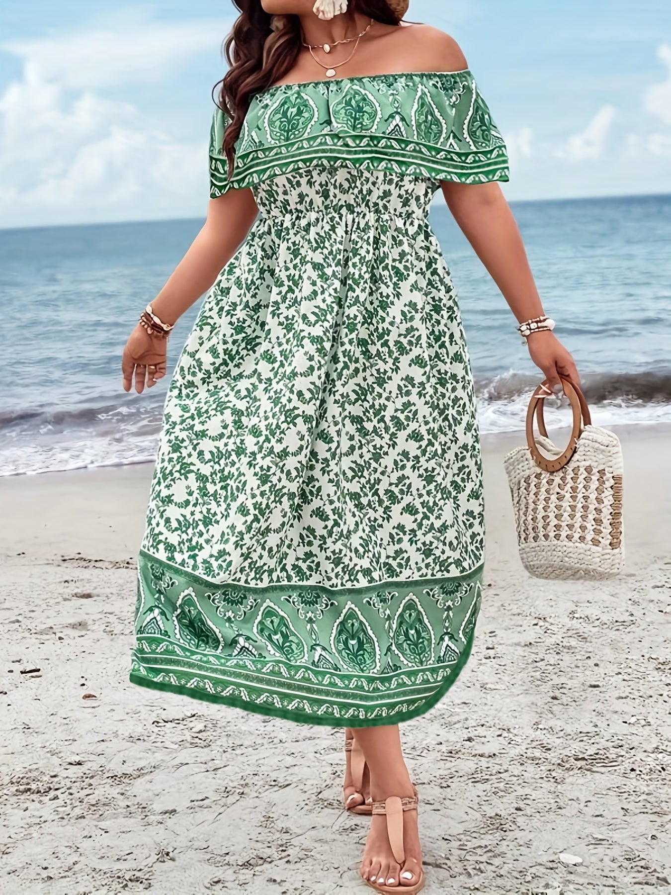  Boho Dress Women's Off Shoulder Maxi Summer Dress