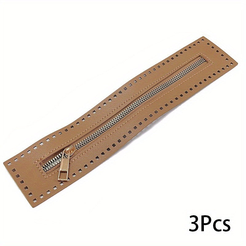 3pcs Box Bag Hardware Accessories Leather Zipper Braided Bag Zipper Strip