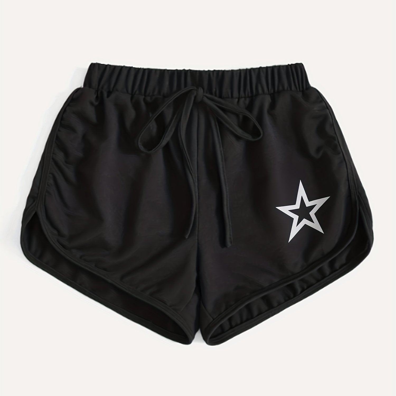 Star Print Elastic Waist Sporty Shorts