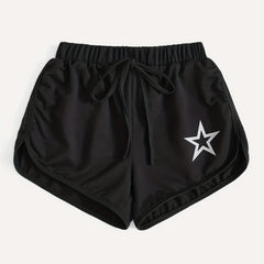  Star Print Elastic Waist Sporty Shorts