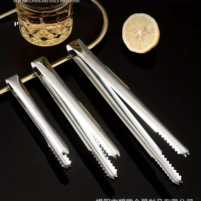3pcs Stainless Steel Ice Cube Tongs for Barbecue Salad Buffet Kitchen Tools