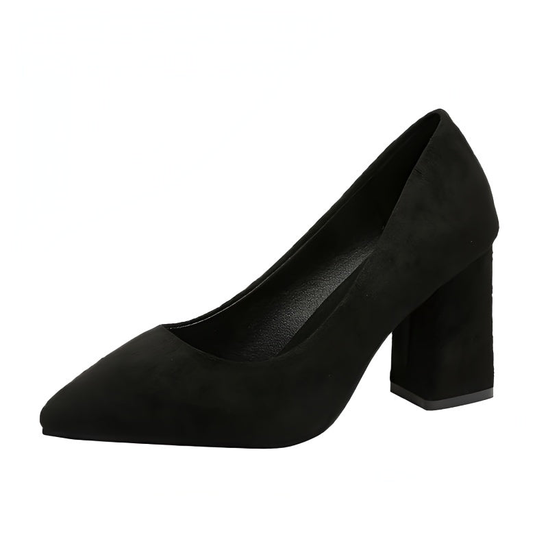 Chunky Heel Pumps Pointed Toe High Heels Women's Shoes