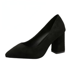 Chunky Heel Pumps Pointed Toe High Heels Women's Shoes