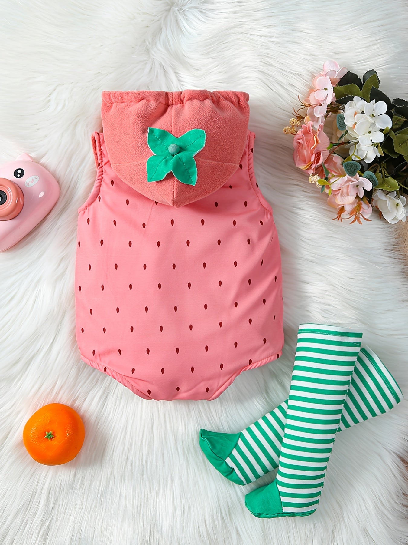 Baby Boy & Girl Hooded Jumpsuit & Foot Socks Set