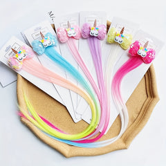 6pcs Unicorn Hair Clips Sequin Bow Hair Extensions