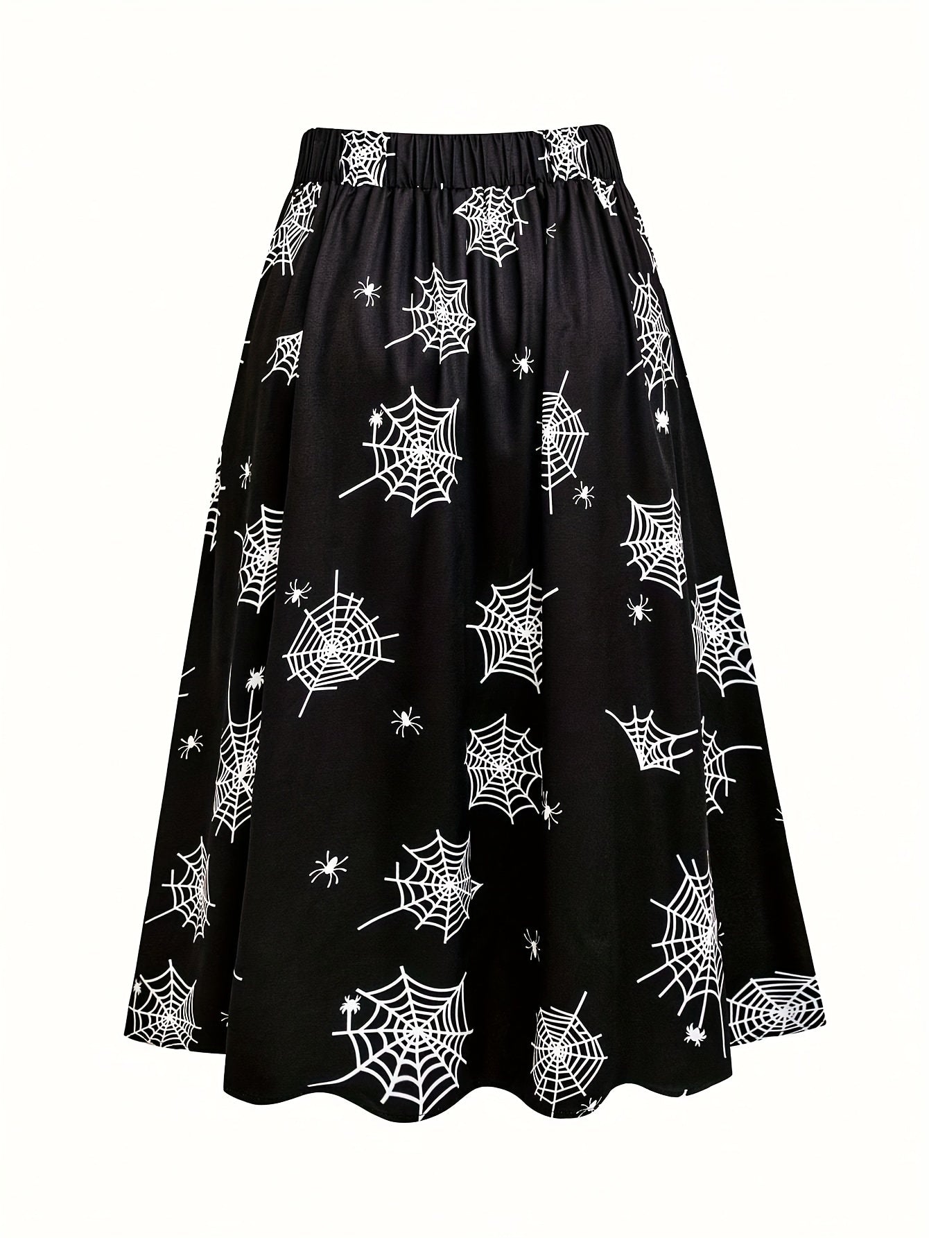  Halloween Spider Web Print Maxi Skirt