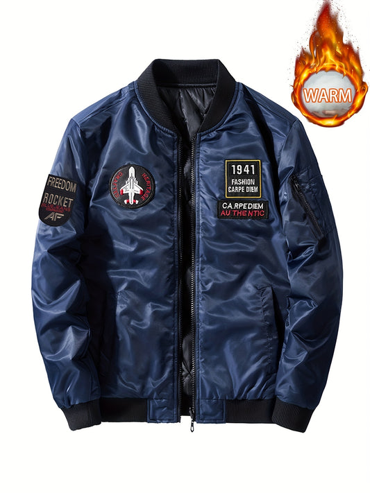 Men's Solid Embroidered Jacket - Windproof & Waterproof