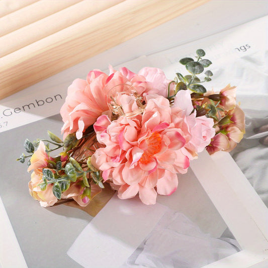 Flower Hair Claw Clip Leaf Decor Bridal Ponytail Holder