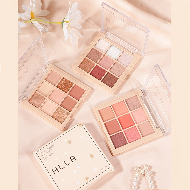 9 Shade Earth Tone Eyeshadow Palette Matte & Sequins Finish