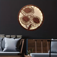 Retro Wooden Sunflower LED Lamp