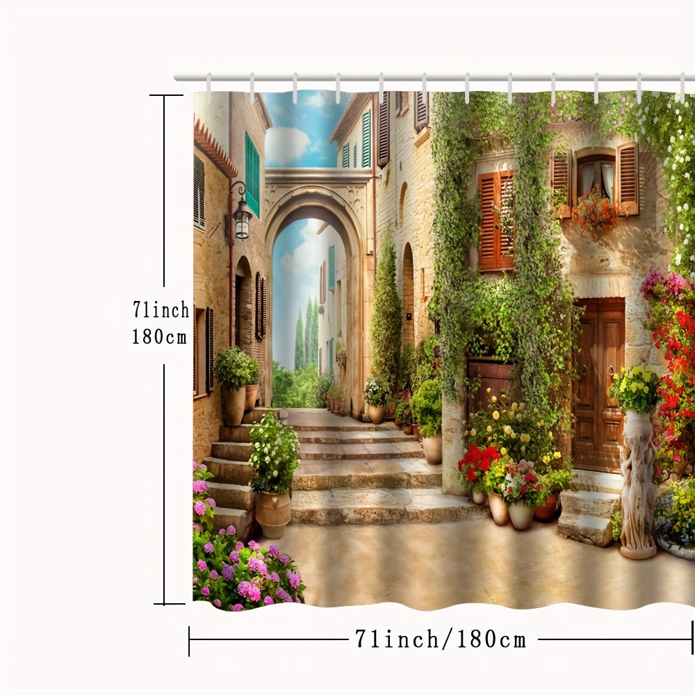 Vintage Architectural Shower Curtain Mildew Resistant