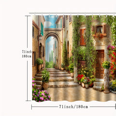 Vintage Architectural Shower Curtain Mildew Resistant