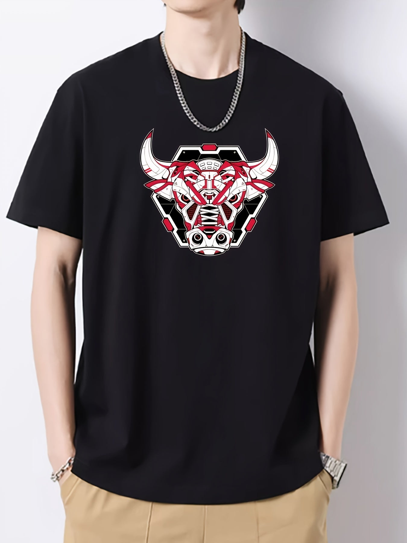 Ox Print Men's Cotton Crew Neck Active T-shirt