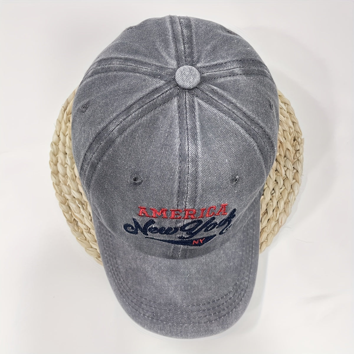 YORK Embroidery Baseball Cap Vintage Washed Distressed Cotton Dad Hat Unisex