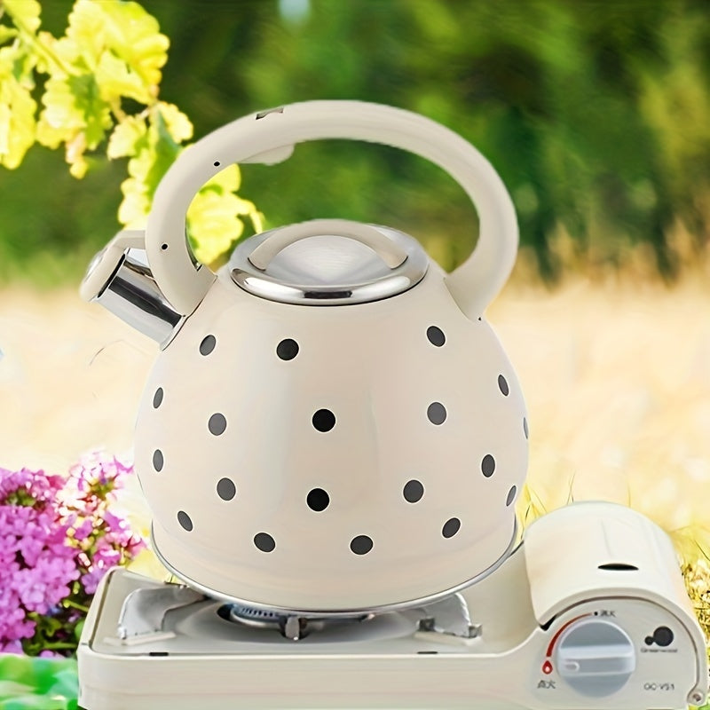 Stainless Steel Dot Print Kettle - 3.5L for Outdoor Camping