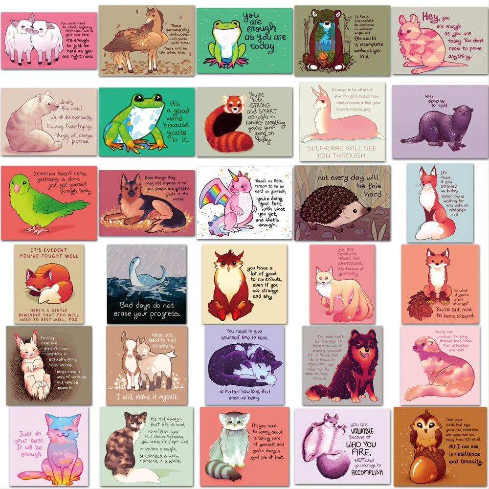 60pcs Cartoon Animal Inspirational Stickers for Phone Laptop Water Cup