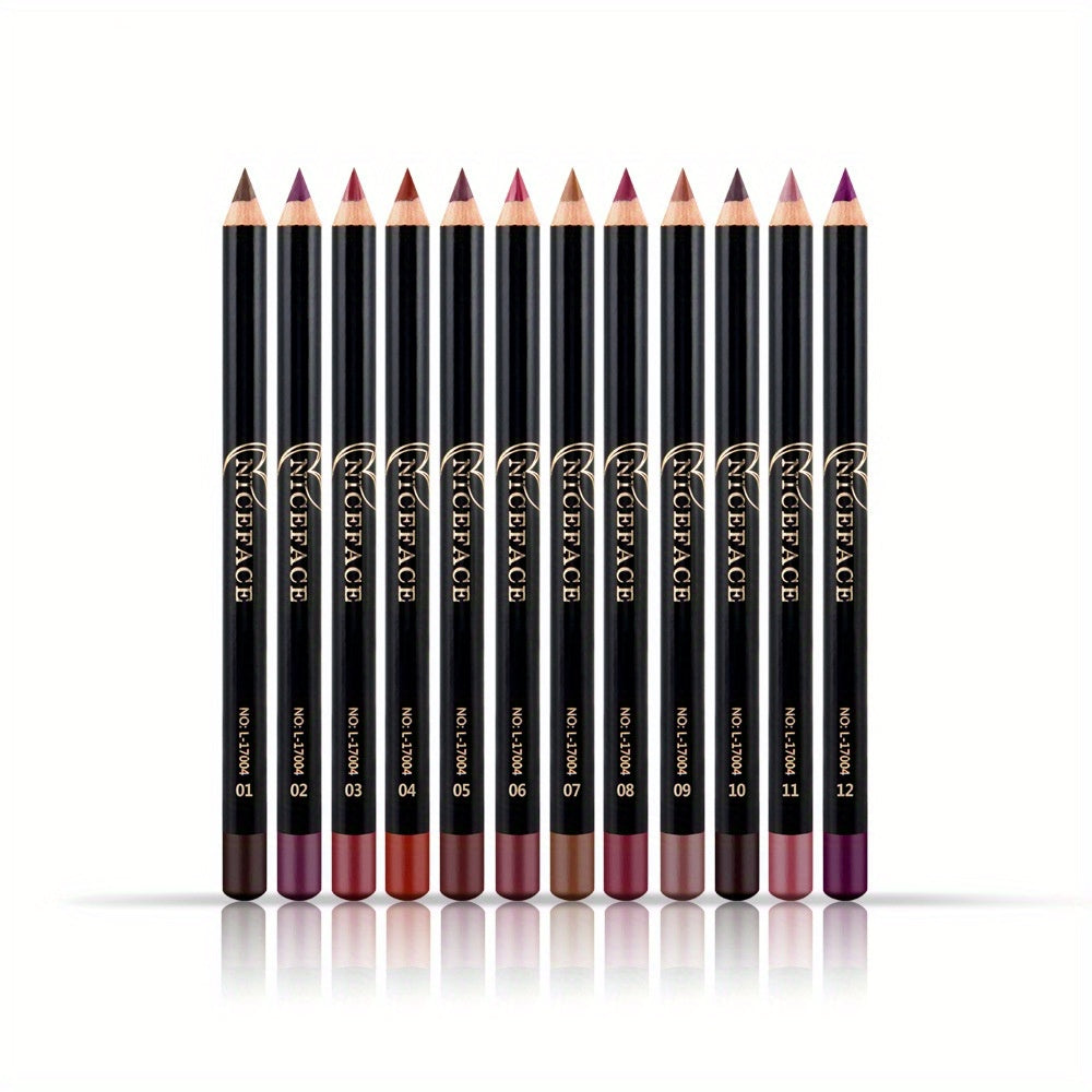 12 Colors Matte Lip Liner Pencil Set Waterproof Long Lasting Velvet Lip Liners