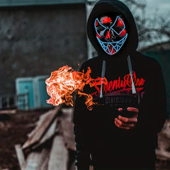 Men's Halloween LED Light Up Neon Glow Mask Evil Glowing Eyes Costume Cosplay