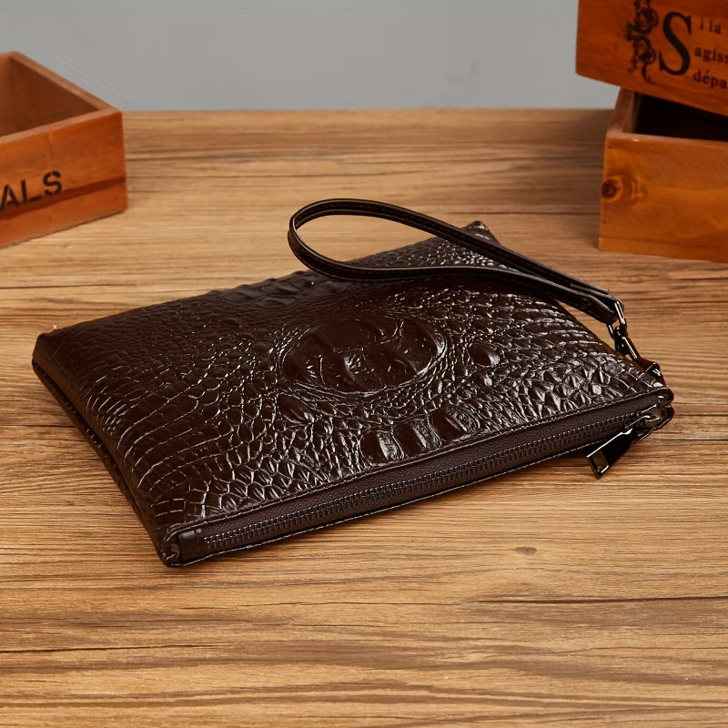 Men's Crocodile Clutch Bag Business Wear Envelope Handbag