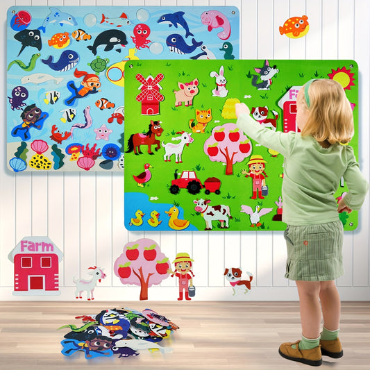 Interactive Farm & Underwater Felt Storyboard Set - Educational Activity Kit