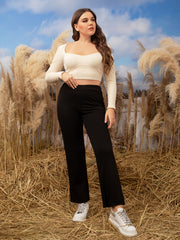  Women's Basic High Rise Straight Leg Pants