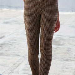  Houndstooth Print High Rise Skinny Trousers