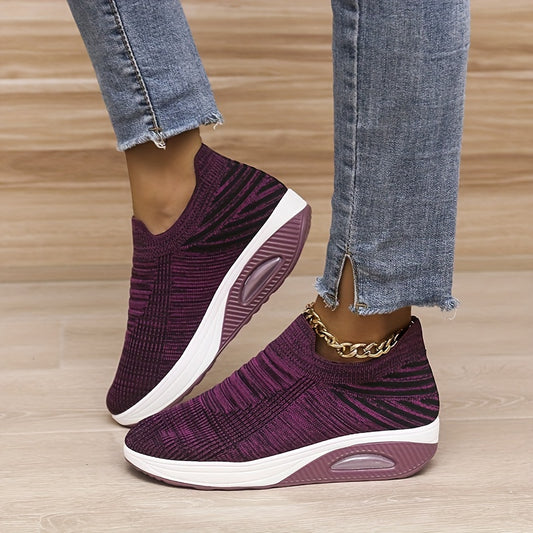 Women's Breathable Platform Sneakers Slip On Air Cushion Shoes
