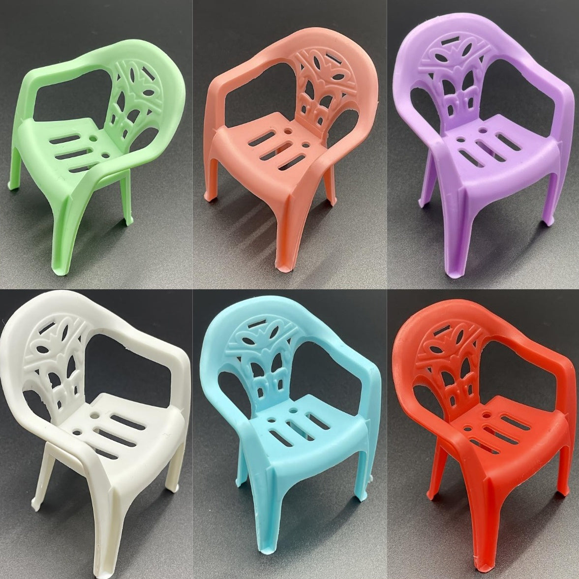 6pcs Mini Backrest Chairs Set for DIY Crafts Tea Party Home Decor
