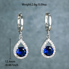 Sapphire Drop Earrings Golden Dangle Hoops Bride Wedding Jewelry