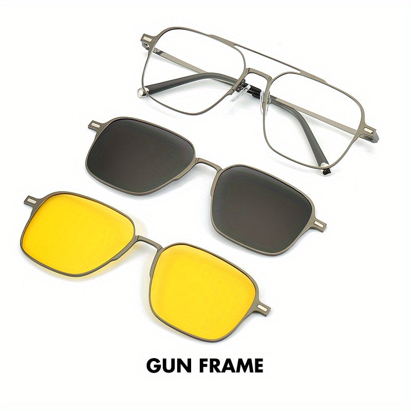 3-in-1 Magnet Clip Sunglasses for Men Women Polarized UV400
