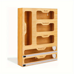 1pc Bamboo Storage Box 6 in 1 Kitchen Drawer Organizer
