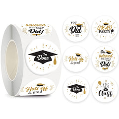 Graduation Hat Celebration Stickers - 500 Stickers Roll