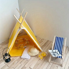 Mini Summer Camping Set w/ Tent Towel Swimming Ring for Doll House Decoration