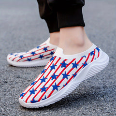 Women's Knitting Sock Shoes Star & Striped Low Top Slip On Shoes