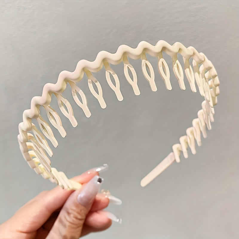 Teeth Shaped Non-slip Hair Hoop Solid Sweet Wave Head Hoop for Girls