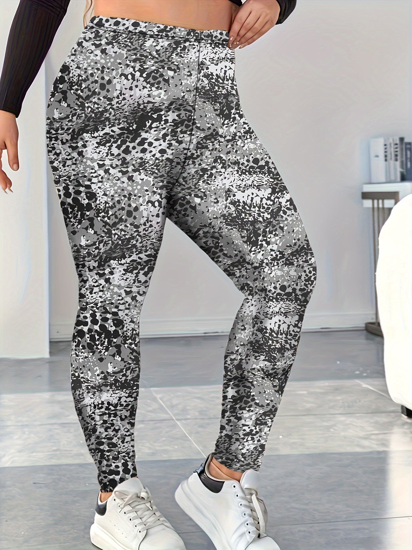  Splash Painting Print High Rise Skinny Trousers