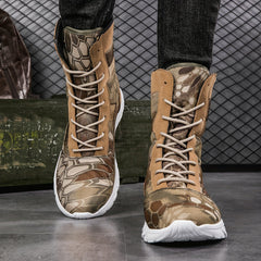 Camouflage Faux Leather Military Combat Boots