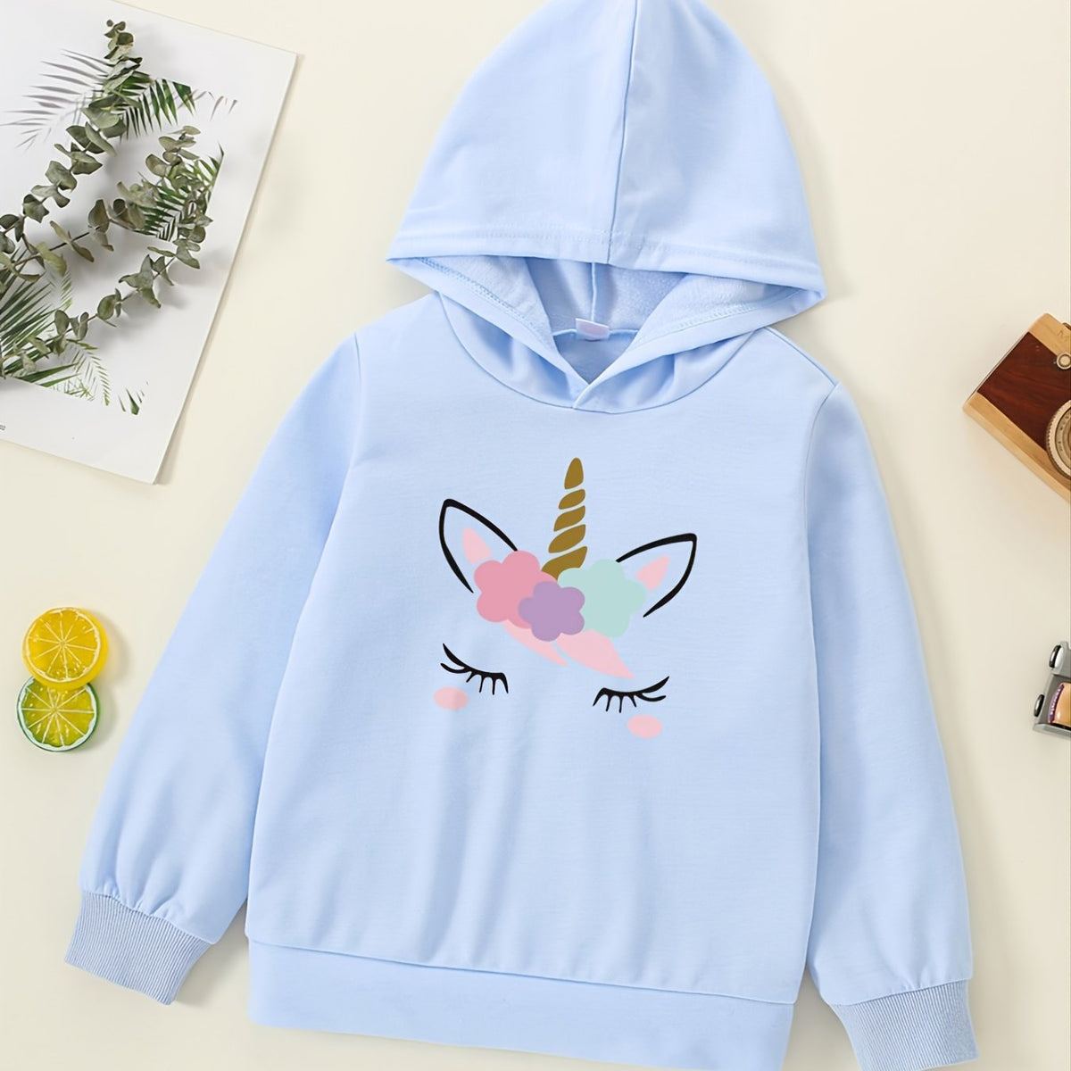 Girls Unicorn Print Hoodie Long Sleeve Sweatshirt