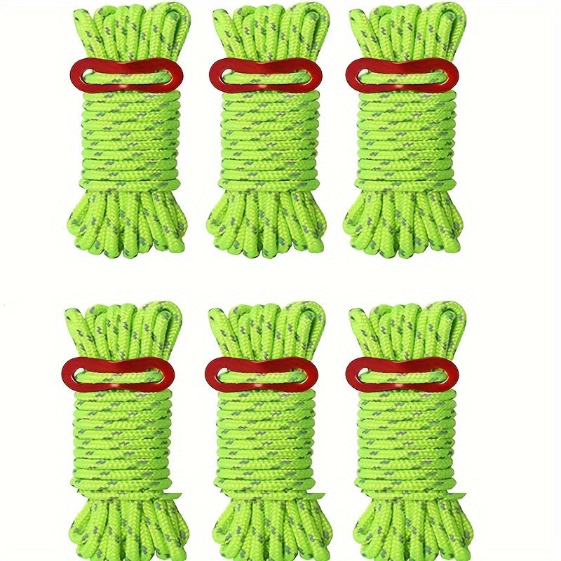 6pcs Reflective Camping Rope with Tensioner for Tarp Camping