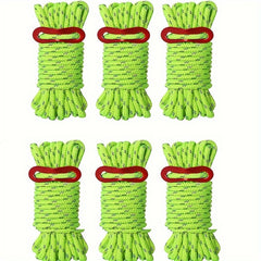 6pcs Reflective Camping Rope with Tensioner for Tarp Camping