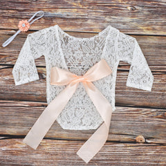 Newborn Clothes With Bowknot Lace Hairband