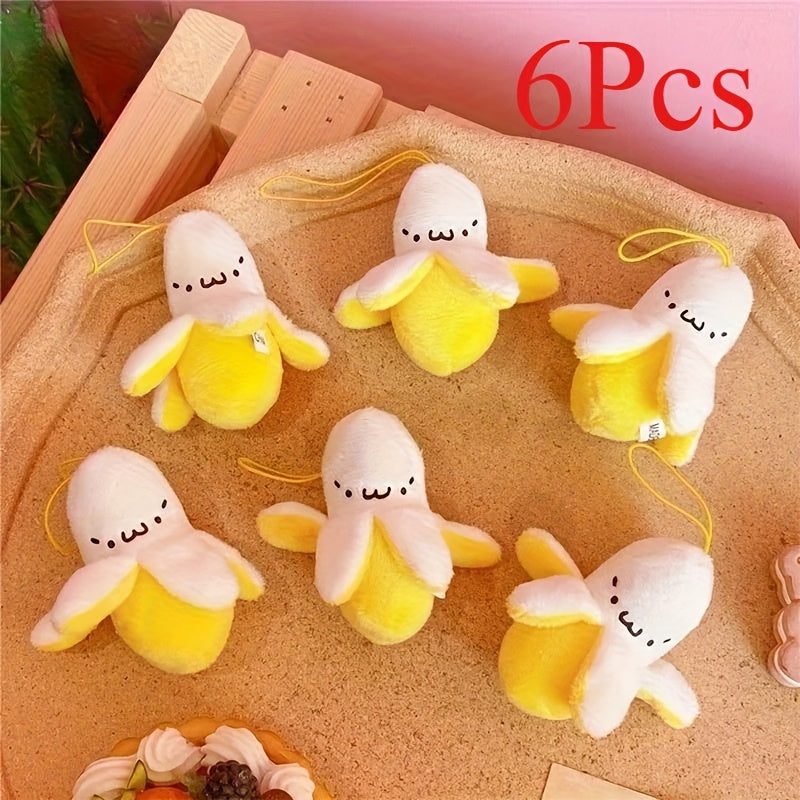 6pcs 2.76in Smiling Banana Toy Backpack Decoration Gift