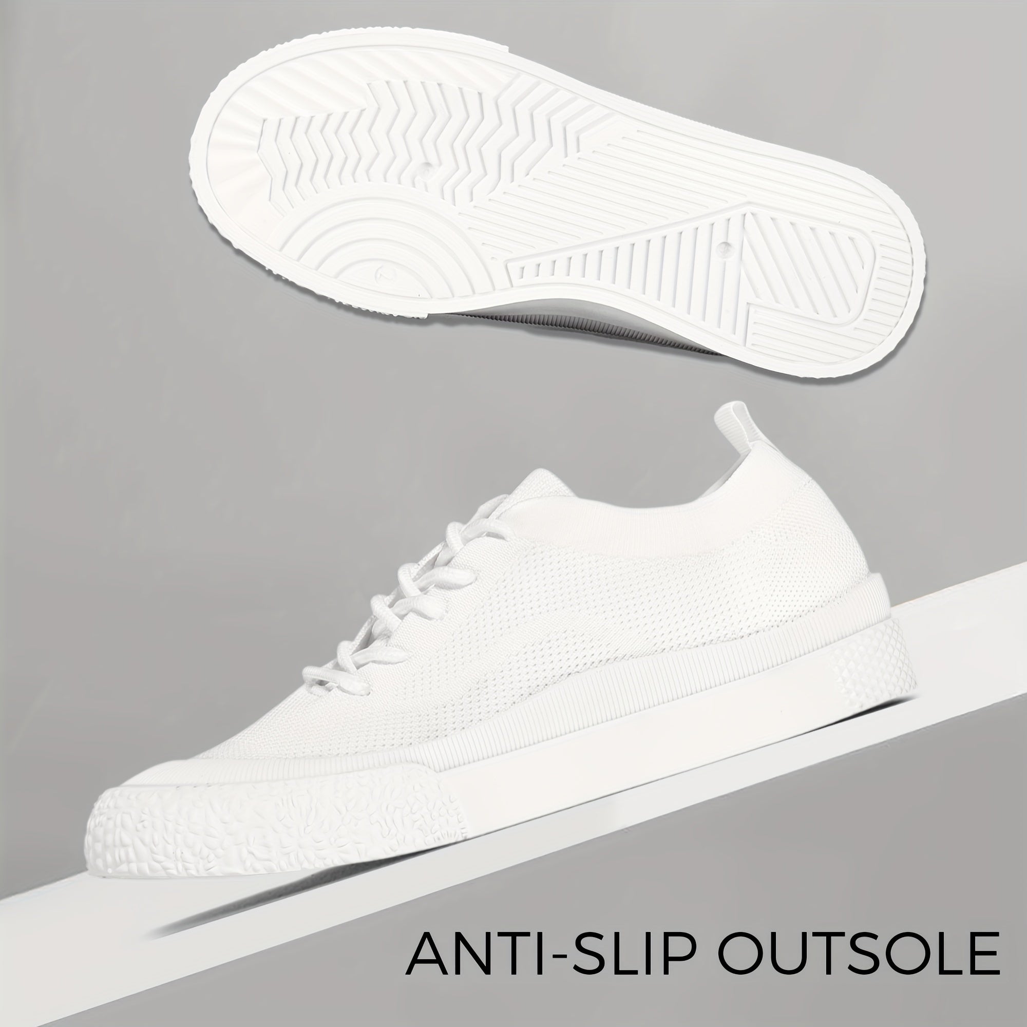 Women's Breathable Knit Sneakers Low Top Lace Up Shoes